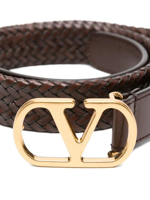 Valentino Garavani VLogo braided leather belt - Brown - zdjęcie produktu nr 2