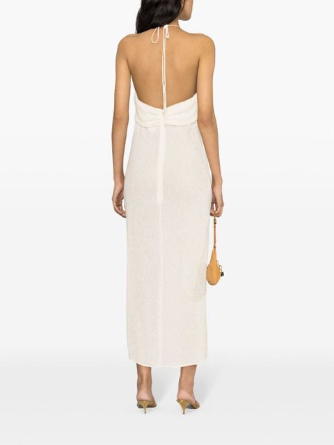 Magda Butrym faux pearl-embellished midi dress - Neutrals