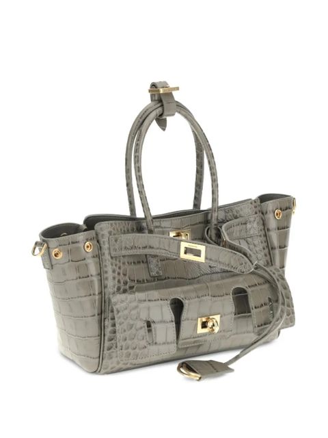 Balenciaga mini Bel Air crocodile-effect leather tote bag - Green - zdjęcie produktu nr 2