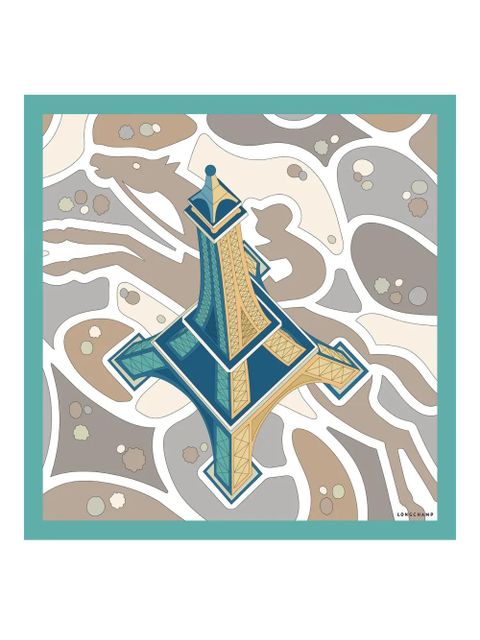 Longchamp Equestrian Tower silk scarf - Blue - zdjęcie produktu nr 1