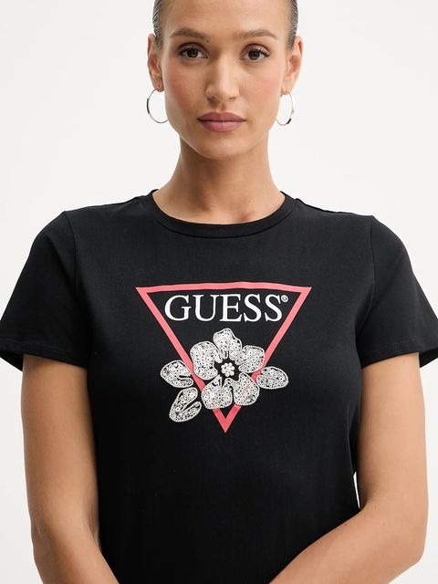 Guess t-shirt bawełniany damski kolor czarny W5YI38 I3Z14