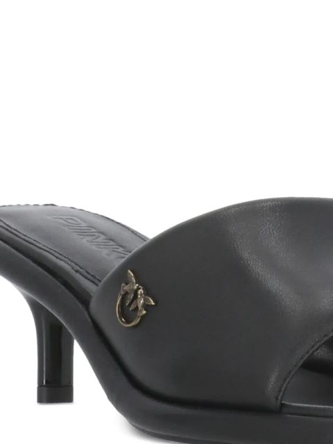 PINKO 60mm logo-plaque square-toe heeled sandals - Black