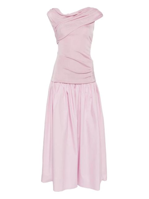 Self-Portrait draped gathered midi dress - Pink - zdjęcie produktu nr 1