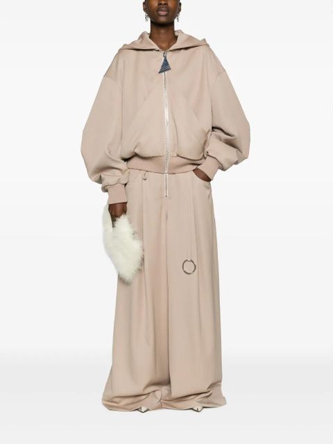 The Attico embellished wide-leg wool trousers - Brown - zdjęcie produktu nr 2