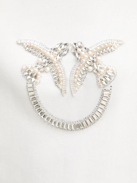 Pinko bluza bawełniana damska kolor biały z aplikacją 100534 A2RO