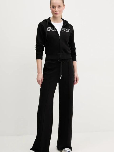 Guess spodnie dresowe bawełniane PRIMULA damskie kolor czarny gładkie V5GB07 KCRP0 - zdjęcie produktu nr 2