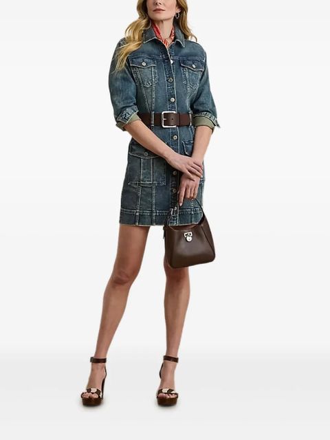 Lauren Ralph Lauren button-fastening denim mini dress - Blue
