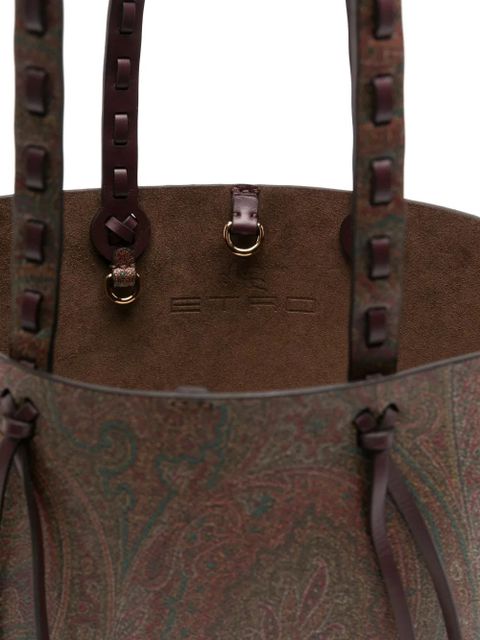 ETRO paisley-pattern braided-handle tote bag - Brown