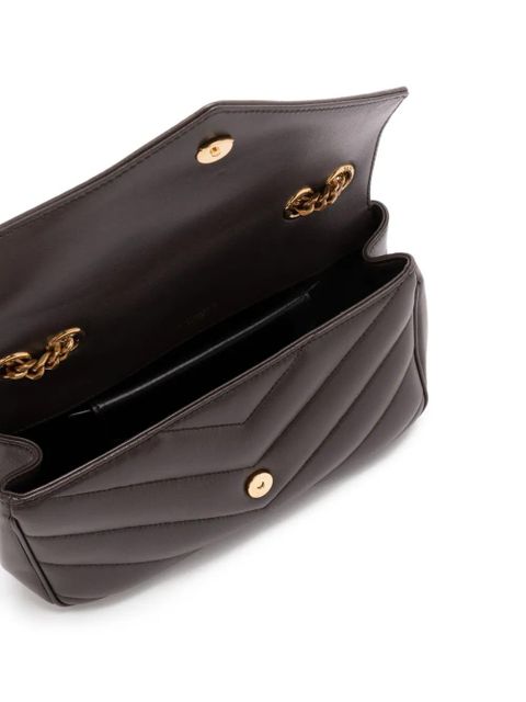 Saint Laurent Loulou small chevron chain shoulder bag - Brown