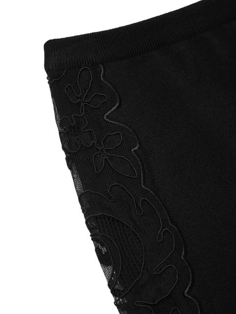 Versace floral-embroidered pencil midi skirt - Black