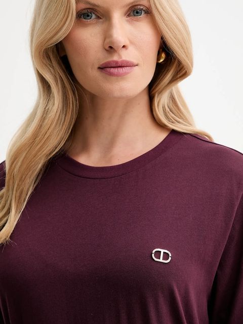 Twinset t-shirt bawełniany damski kolor bordowy 252TP2057
