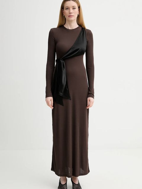 Nanushka sukienka kolor brązowy maxi dopasowana NW25FWDR21377 - zdjęcie produktu nr 1