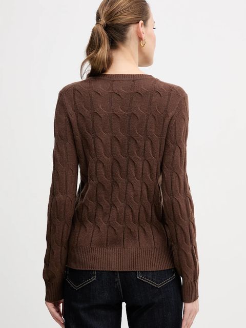 Tommy Hilfiger sweter wełniany damski kolor brązowy lekki WW0WW43586