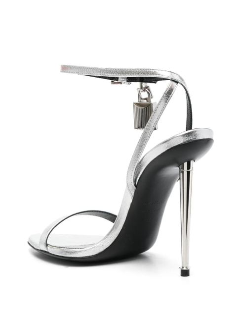 TOM FORD padlock-detail metallic sandals - Silver