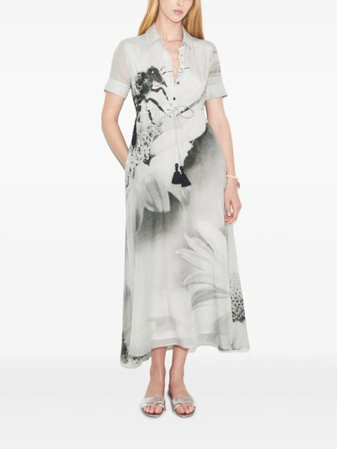 Tory Burch floral-print midi dress - Grey - zdjęcie produktu nr 2