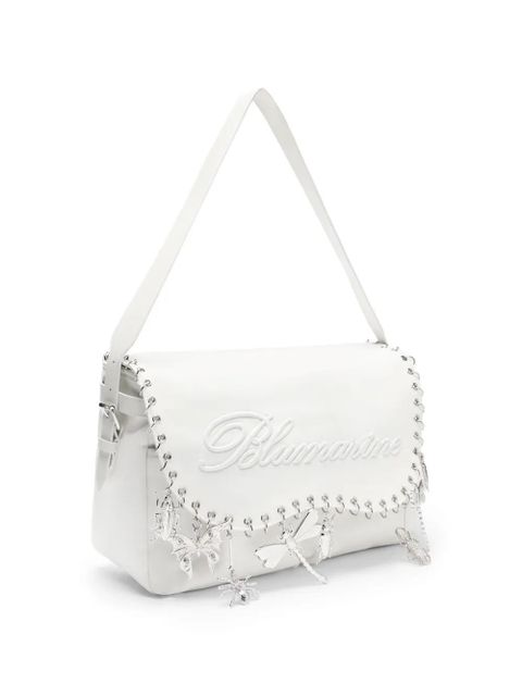 Blumarine embroidery insect-charm shoulder bag - White