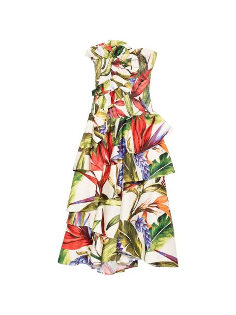 FARM Rio off-shoulder midi dress - Neutrals - zdjęcie produktu nr 1