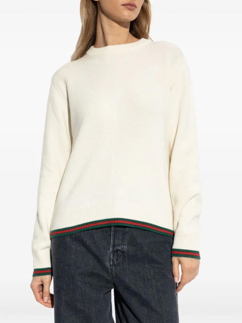 Gucci Web-stripe trim sweater - Neutrals