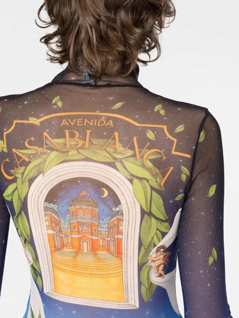 Casablanca Avenida sheer long-sleeve T-shirt - Yellow