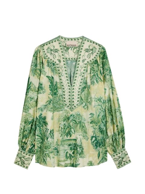 ALEMAIS floral print V-neck top - Green - zdjęcie produktu nr 1
