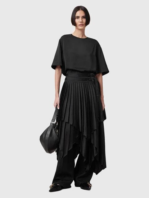 AllSaints bluzka AMELIE damska kolor czarny gładka W032PC