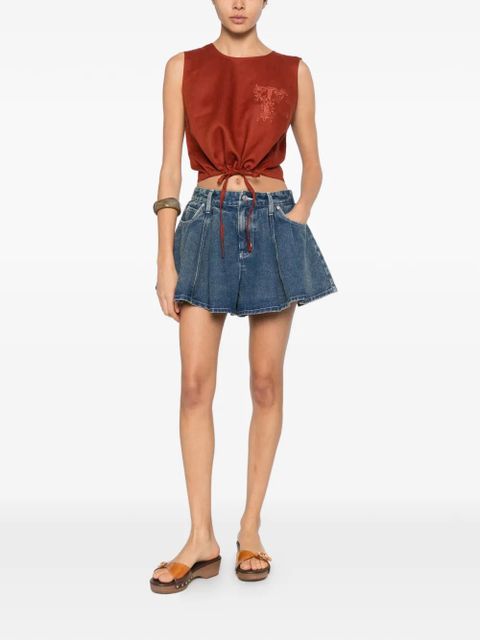 TWINSET sleeveless embroidered crop top - Brown - zdjęcie produktu nr 2