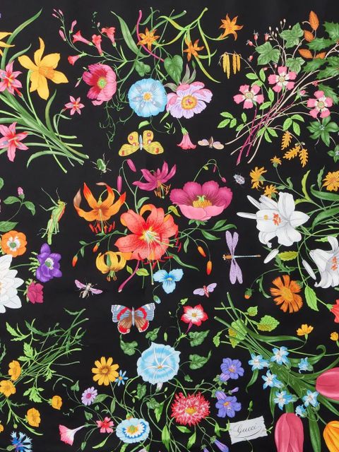 Gucci floral-print silk scarf - Black