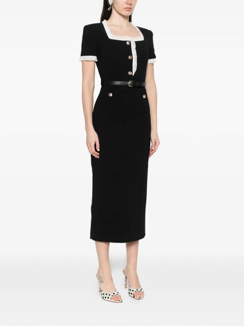 Self-Portrait belted midi dress - Black