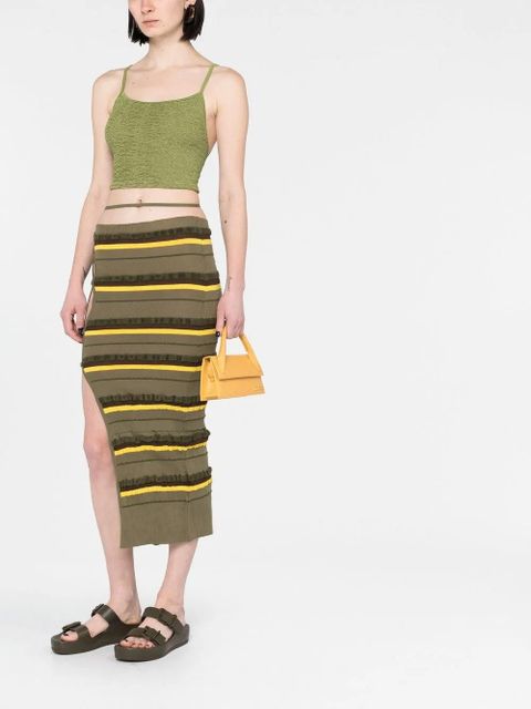 Jacquemus ribbed-knit striped midi skirt - Green - zdjęcie produktu nr 2