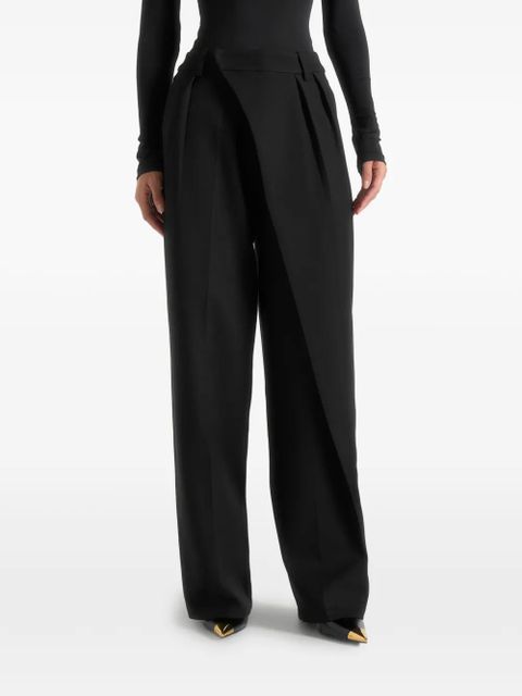 Manière De Voir Colette wrap-front pleated tailored trousers - Black