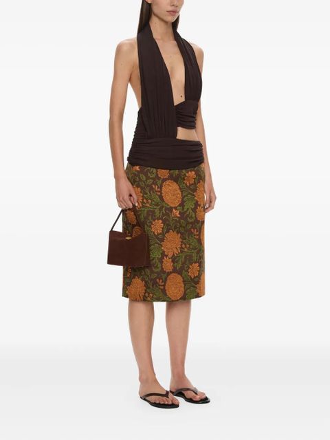 Christopher Esber upholstered brocade midi skirt - Brown