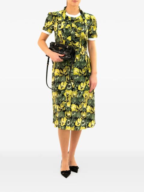 Prada floral-print midi dress - Yellow - zdjęcie produktu nr 2