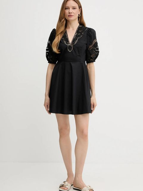 Twinset sukienka bawełniana kolor czarny mini rozkloszowana 251TT2334 - zdjęcie produktu nr 2