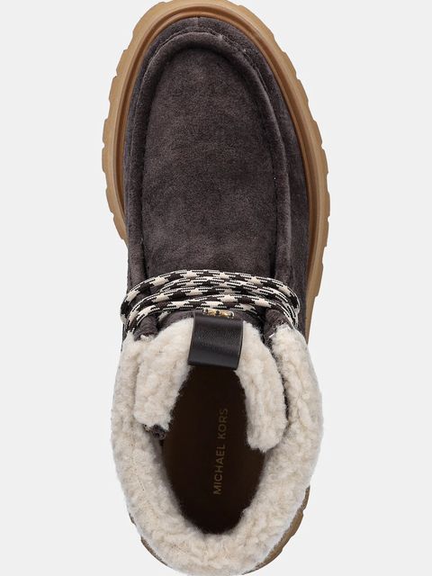 MICHAEL Michael Kors botki zamszowe Cade damskie kolor brązowy na płaskim obcasie ocieplone 40F5CAFE5S.251