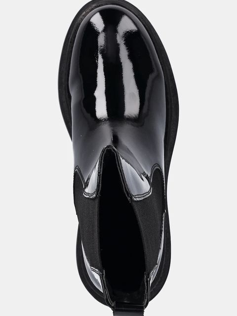 Answear.LAB botki skórzane damskie kolor czarny na płaskim obcasie