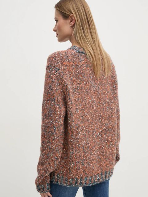 United Colors of Benetton sweter z domieszką wełny kolor pomarańczowy 116NU108M