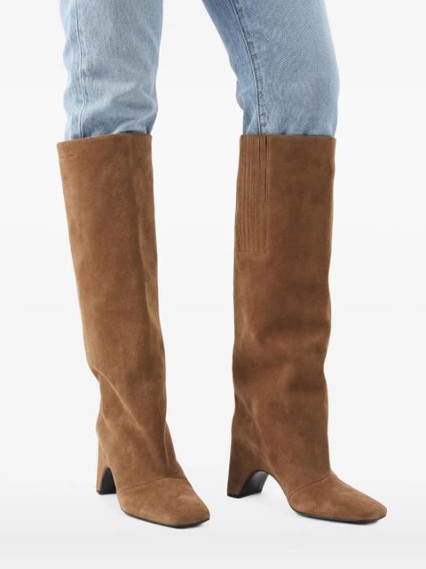 Coperni square-toe heeled knee-high boots - Brown