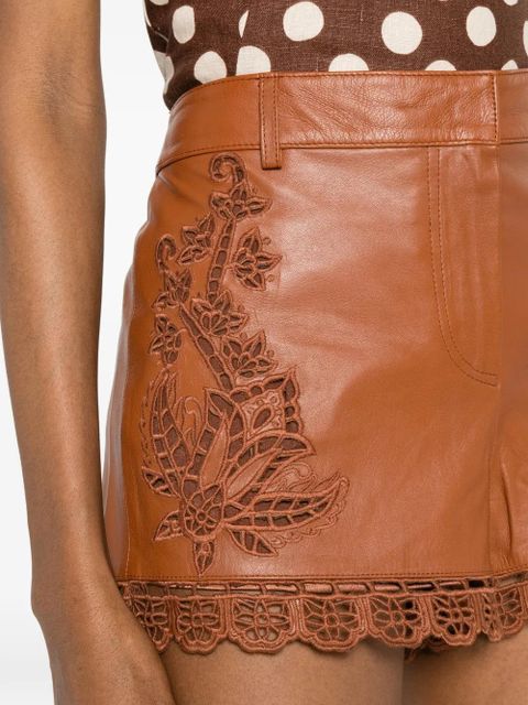 FARM Rio Richilieu leather shorts - Brown