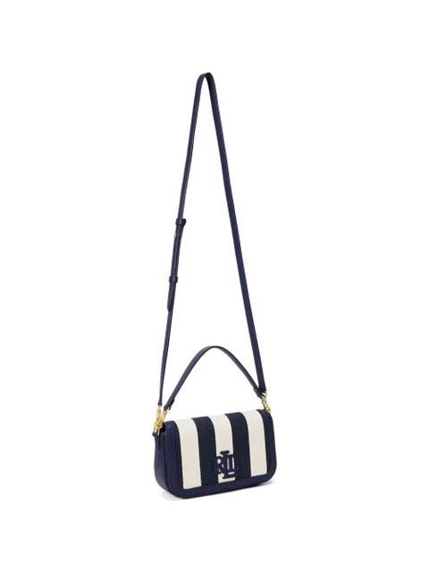 Lauren Ralph Lauren striped logo-plaque shoulder bag - Blue
