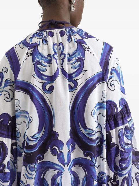Dolce & Gabbana Majolica-print cotton dress - Blue