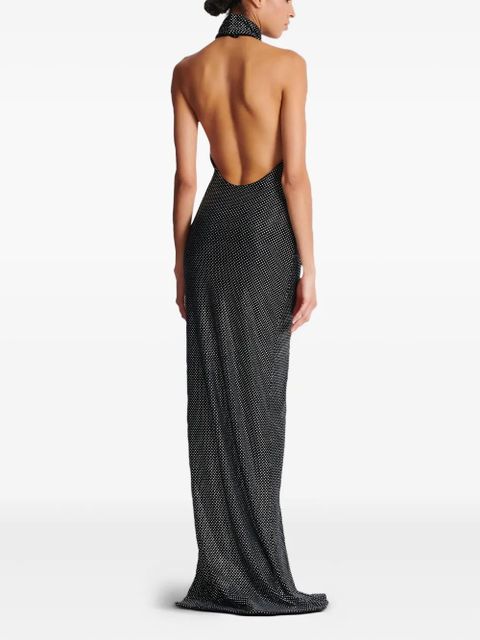 Balmain rhinestone-embellished velvet dress - Black