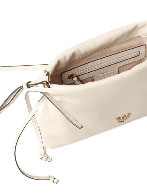 PINKO drawstring logo shoulder bag - White
