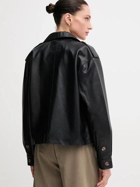 Pepe Jeans kurtka skórzana GRETA kolor czarny przejściowa PL402527 - zdjęcie produktu nr 2