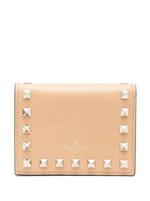 Valentino Garavani small Rockstud leather wallet - Neutrals