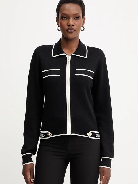 Liu Jo kardigan z domieszką jedwabiu damski kolor czarny TF5250.MS59L - zdjęcie produktu nr 1