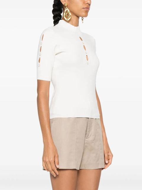 TWINSET cut-out stud-detail sweater - White