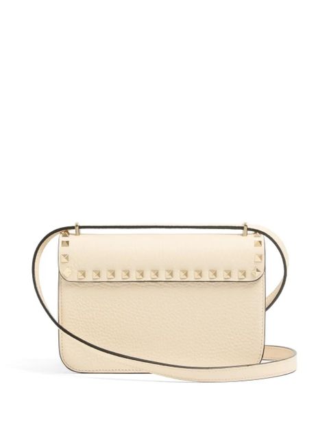 Valentino Garavani Rockstud small shoulder bag in grainy calfskin - Neutrals
