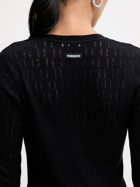 Patrizia Pepe sweter z dodatkiem wełny damski kolor czarny lekki 8K0367 K307