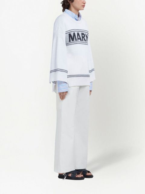 Marni embroidered-logo straight-leg trousers - Pink - zdjęcie produktu nr 2
