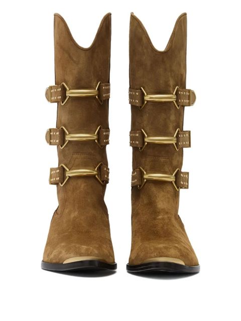 ISABEL MARANT Mexia buckle studded boots - Brown